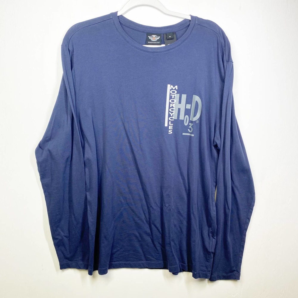 Harley Davidson T-Shirt Long Sleeves H-D 03 Motorcycle Size Medium Blue Gray